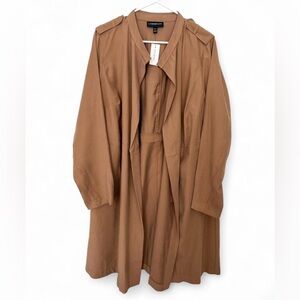 NWT! Lane Bryant Trench Twill Utility Duster Jacket 14/16 Brown Lightweight‎